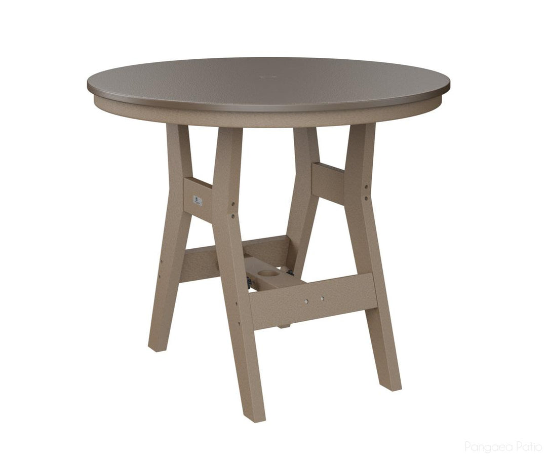 BGHHFT0038BBZWW-Berlin Gardens-Harbor 38" Round Table - Hammered Top - Bar Height-Bronze BG-Weatherwood BG-Pangaea Patio
