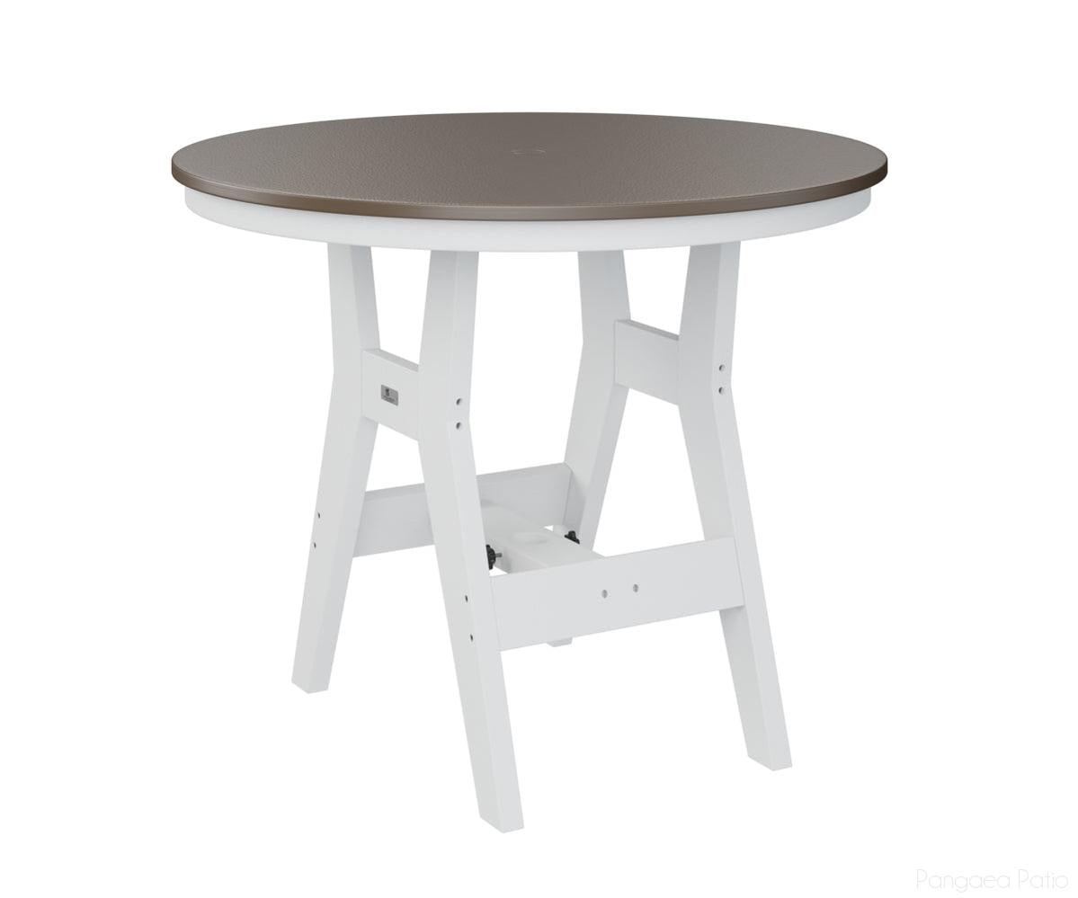 BGHHFT0038BBZWH-Berlin Gardens-Harbor 38" Round Table - Hammered Top - Bar Height-Bronze BG-White BG-Pangaea Patio