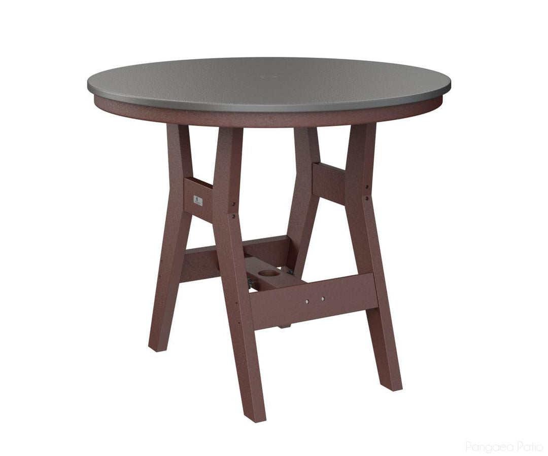 BGHHFT0038BSTBY-Berlin Gardens-Harbor 38" Round Table - Hammered Top - Bar Height-Stainless BG-Burgundy BG-Pangaea Patio