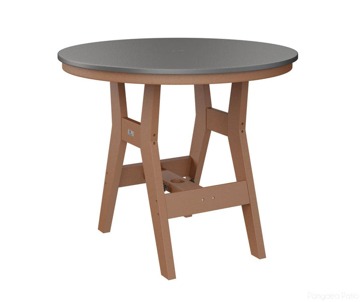 BGHHFT0038BSTCD-Berlin Gardens-Harbor 38" Round Table - Hammered Top - Bar Height-Stainless BG-Cedar BG-Pangaea Patio