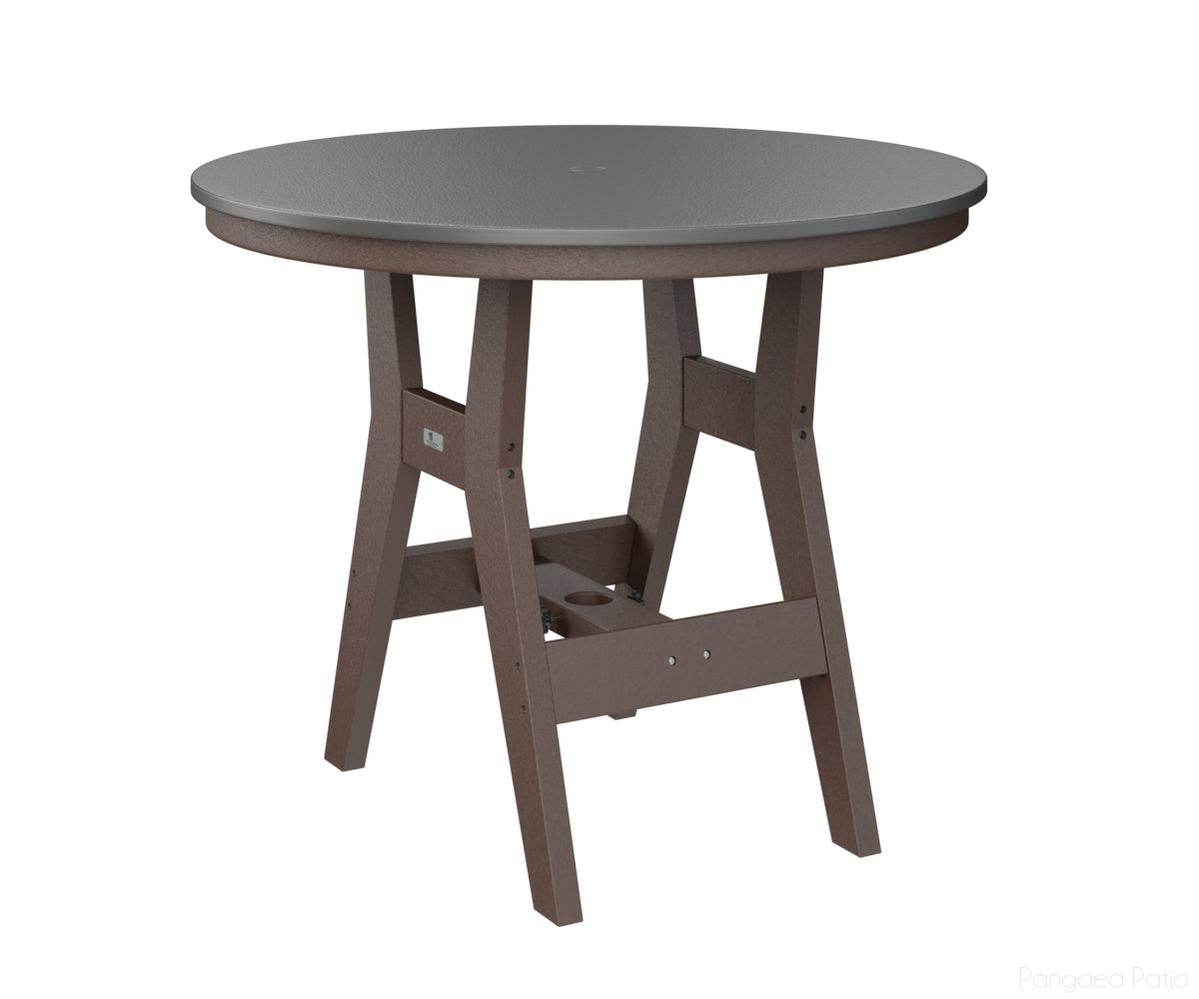 BGHHFT0038BSTCB-Berlin Gardens-Harbor 38" Round Table - Hammered Top - Bar Height-Stainless BG-Chocolate Brown BG-Pangaea Patio