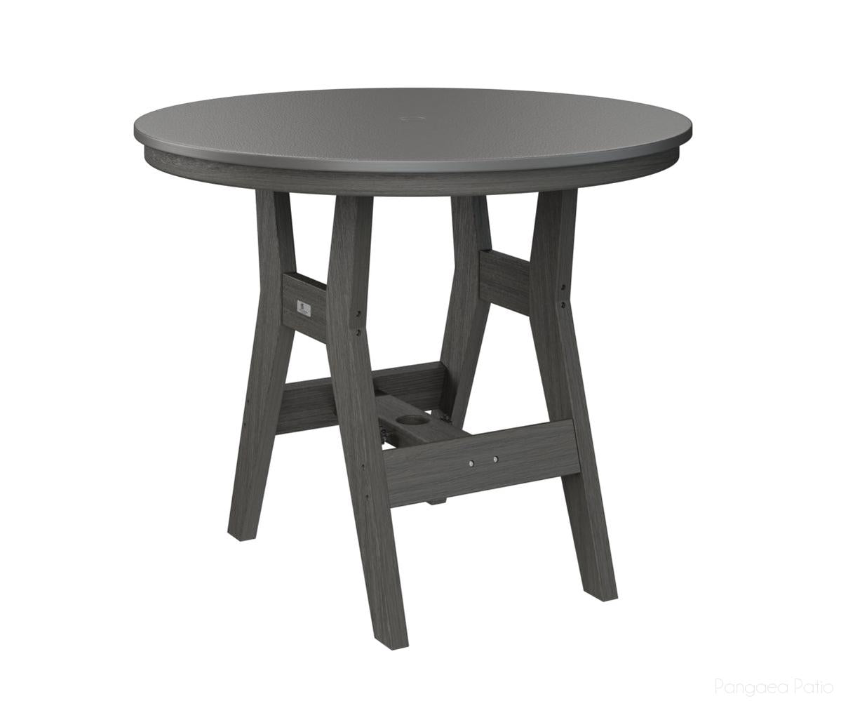 BGHHFT0038BSTCG-Berlin Gardens-Harbor 38" Round Table - Hammered Top - Bar Height-Stainless BG-Coastal Gray BG-Pangaea Patio