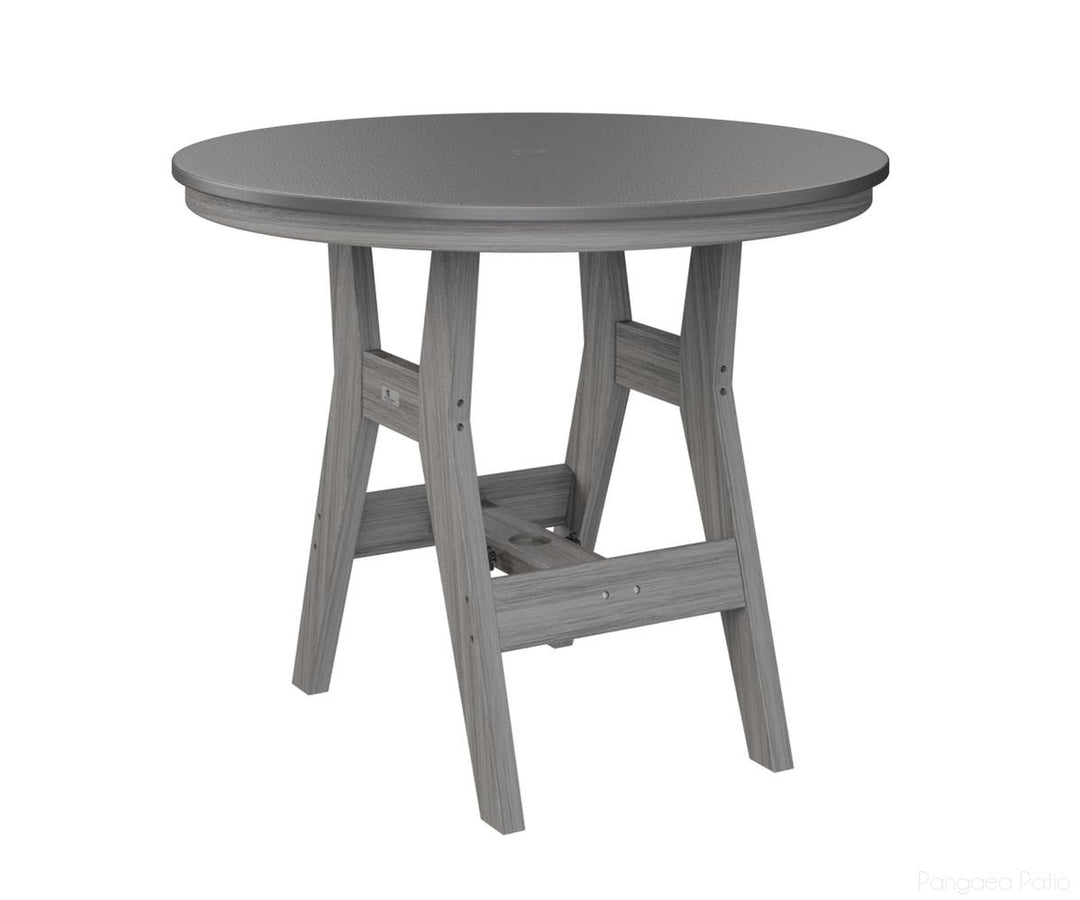BGHHFT0038BSTDG-Berlin Gardens-Harbor 38" Round Table - Hammered Top - Bar Height-Stainless BG-Driftwood Gray BG-Pangaea Patio
