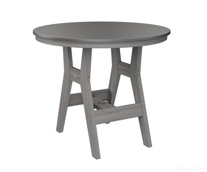 BGHHFT0038BSTDG-Berlin Gardens-Harbor 38" Round Table - Hammered Top - Bar Height-Stainless BG-Driftwood Gray BG-Pangaea Patio