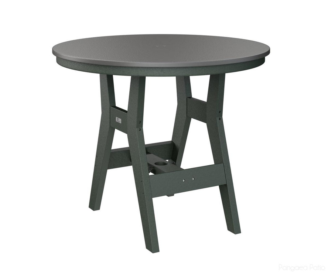BGHHFT0038BSTGN-Berlin Gardens-Harbor 38" Round Table - Hammered Top - Bar Height-Stainless BG-Green BG-Pangaea Patio