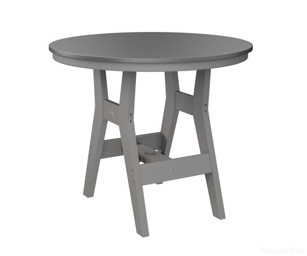 BGHHFT0038BSTLG-Berlin Gardens-Harbor 38" Round Table - Hammered Top - Bar Height-Stainless BG-Light Gray BG-Pangaea Patio