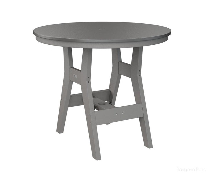 BGHHFT0038BSTLG-Berlin Gardens-Harbor 38" Round Table - Hammered Top - Bar Height-Stainless BG-Light Gray BG-Pangaea Patio