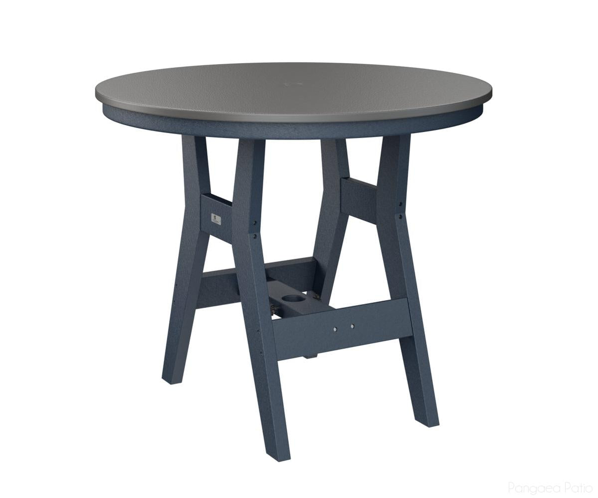 BGHHFT0038BSTNB-Berlin Gardens-Harbor 38" Round Table - Hammered Top - Bar Height-Stainless BG-Navy Blue BG-Pangaea Patio