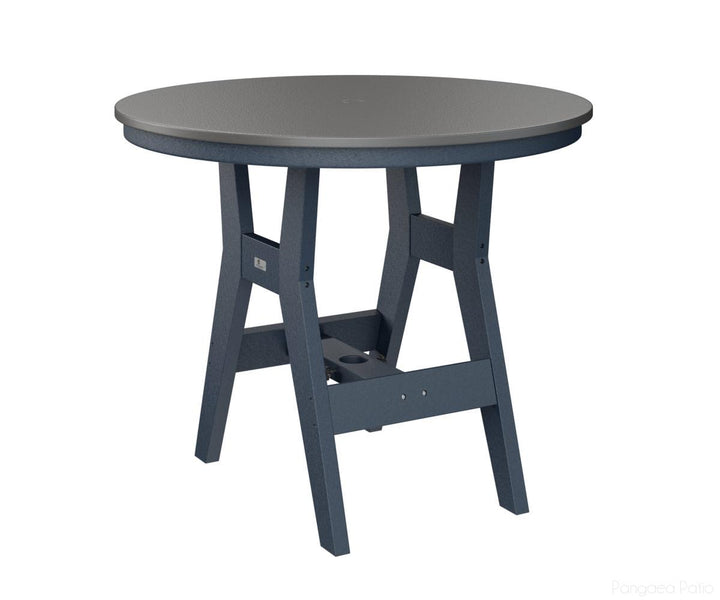 BGHHFT0038BSTNB-Berlin Gardens-Harbor 38" Round Table - Hammered Top - Bar Height-Stainless BG-Navy Blue BG-Pangaea Patio