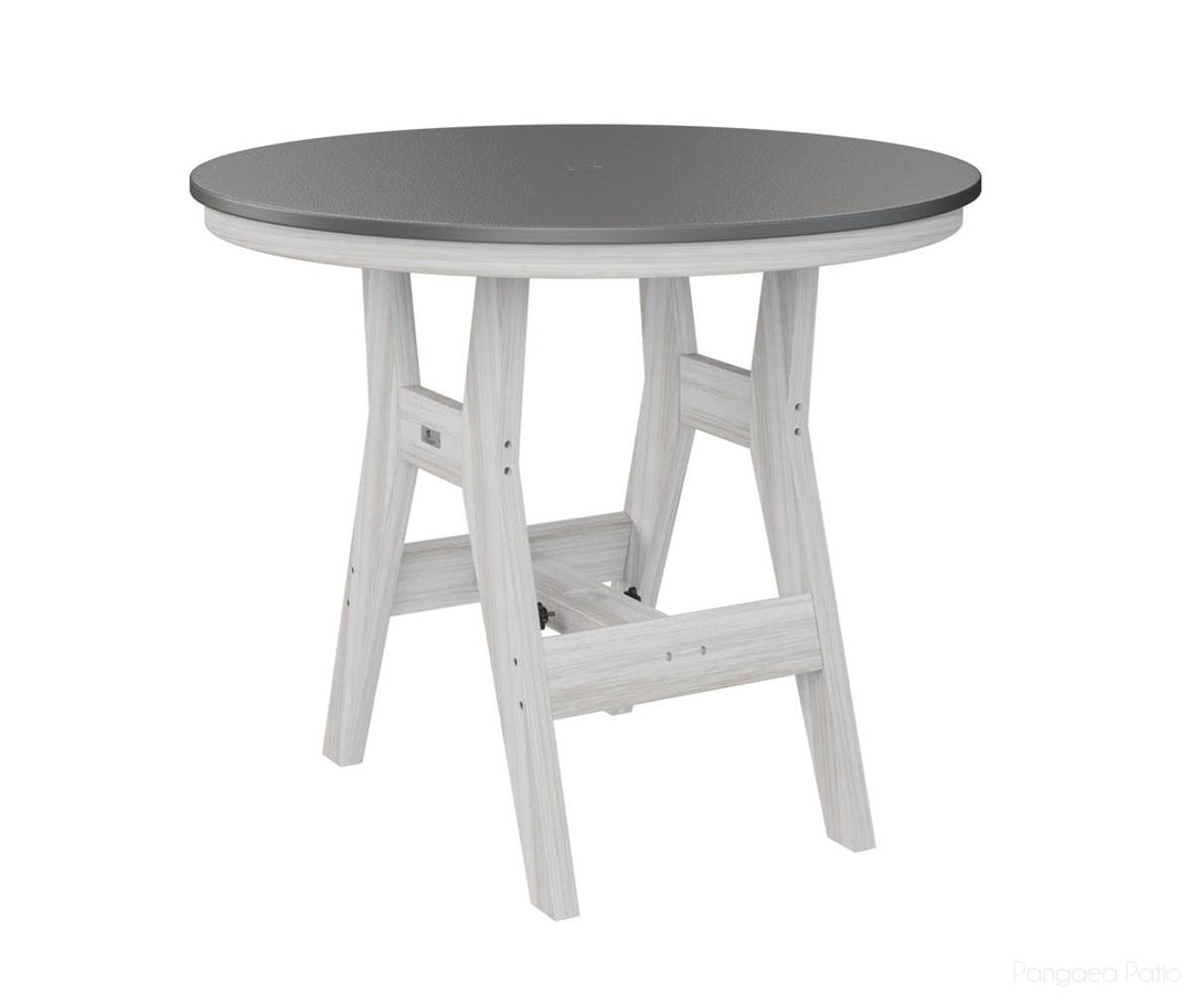BGHHFT0038BSTSE-Berlin Gardens-Harbor 38" Round Table - Hammered Top - Bar Height-Stainless BG-Seashell BG-Pangaea Patio