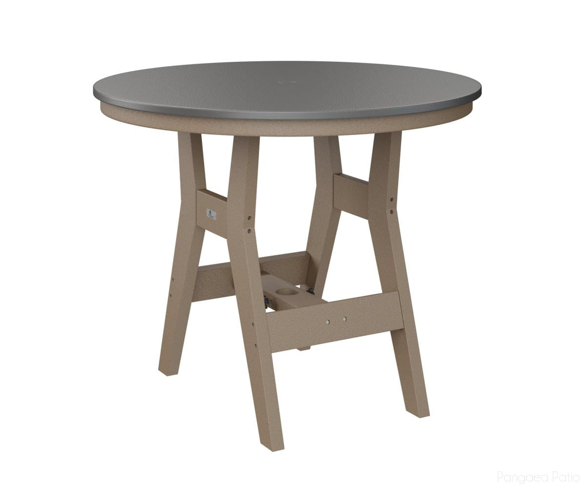 BGHHFT0038BSTWW-Berlin Gardens-Harbor 38" Round Table - Hammered Top - Bar Height-Stainless BG-Weatherwood BG-Pangaea Patio
