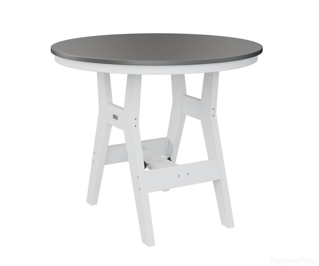 BGHHFT0038BSTWH-Berlin Gardens-Harbor 38" Round Table - Hammered Top - Bar Height-Stainless BG-White BG-Pangaea Patio