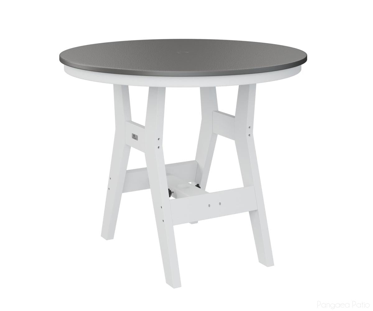 BGHHFT0038BSTWH-Berlin Gardens-Harbor 38" Round Table - Hammered Top - Bar Height-Stainless BG-White BG-Pangaea Patio
