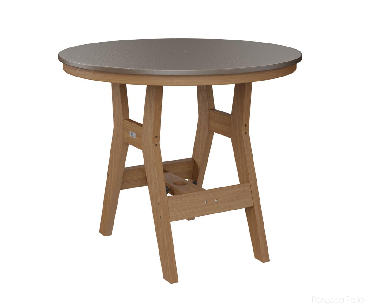 BGHHFT0038BBZNT-Berlin Gardens-Harbor 38" Round Table - Hammered Top - Counter Height-Bronze BG-Natural Teak BG-Pangaea Patio