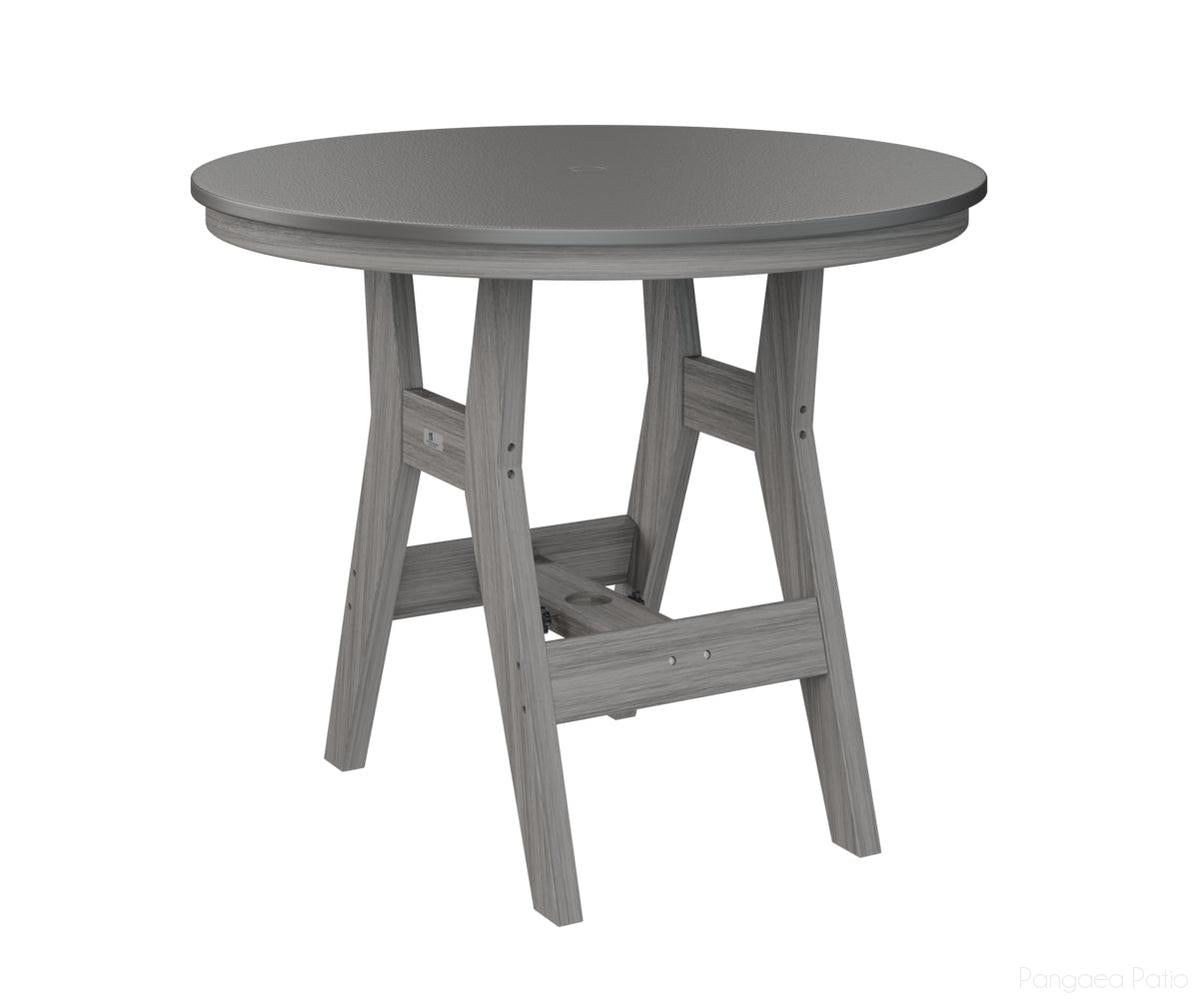 BGHHFT0038BSTDG-Berlin Gardens-Harbor 38" Round Table - Hammered Top - Counter Height-Stainless BG-Driftwood Gray BG-Pangaea Patio