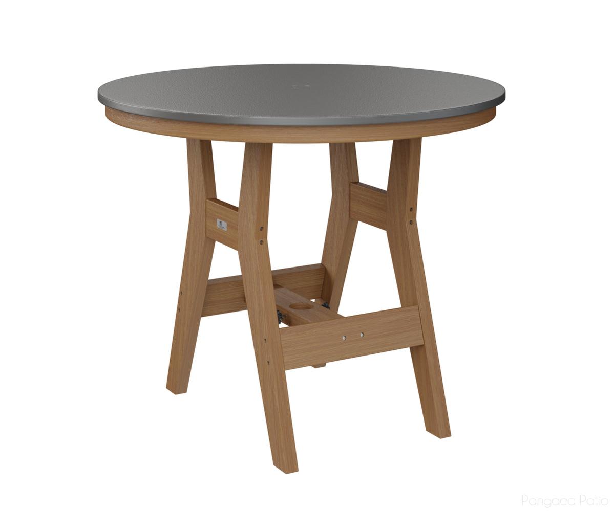 BGHHFT0038BSTNT-Berlin Gardens-Harbor 38" Round Table - Hammered Top - Counter Height-Stainless BG-Natural Teak BG-Pangaea Patio