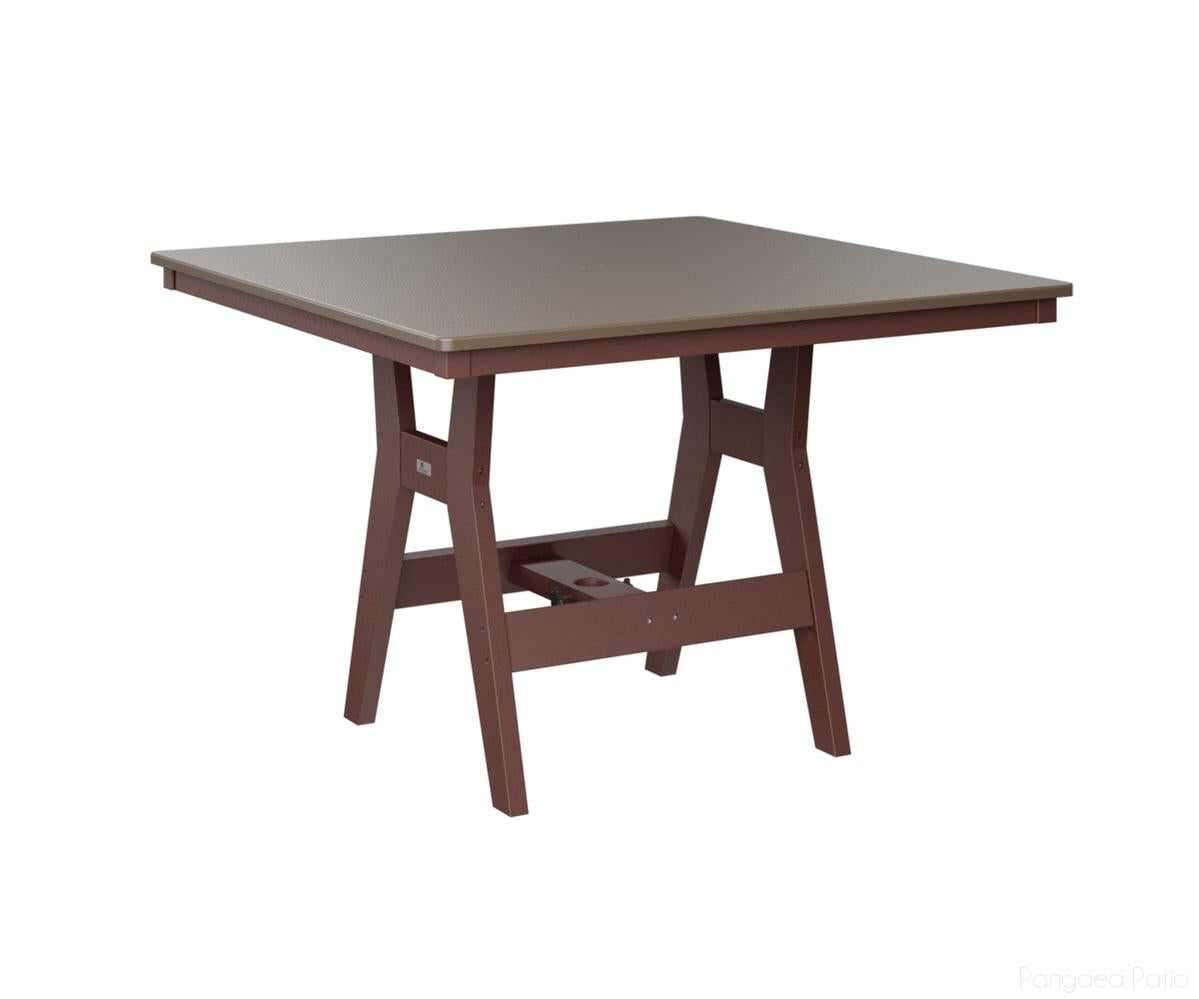 BGHHFT0044BBZBY-Berlin Gardens-Harbor 44" Square Table - Hammered Top - Bar Height-Bronze BG-Burgundy BG-Pangaea Patio
