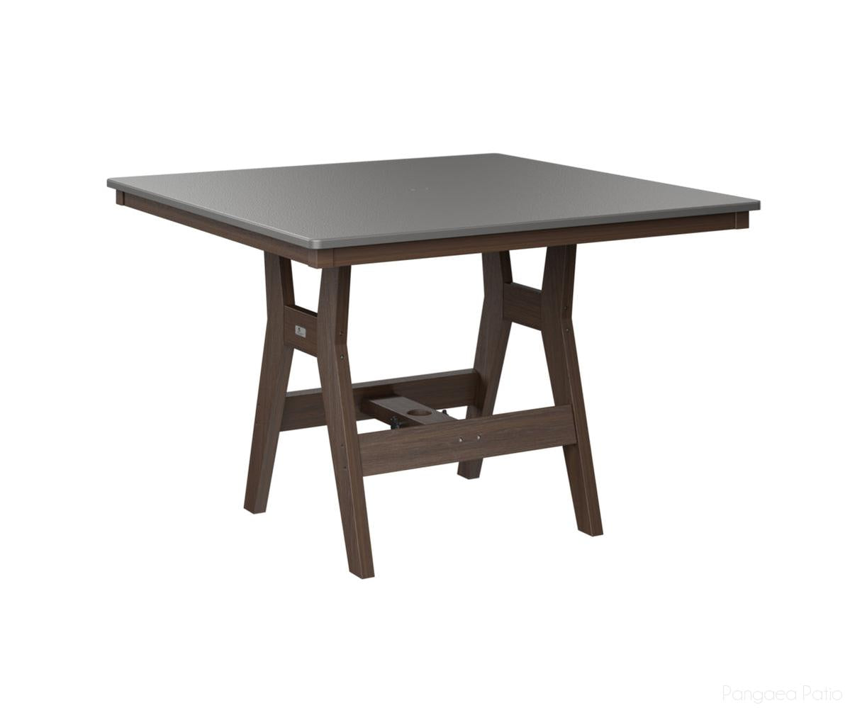 BGHHFT0044BSTBW-Berlin Gardens-Harbor 44" Square Table - Hammered Top - Bar Height-Stainless BG-Brazilian Walnut BG-Pangaea Patio