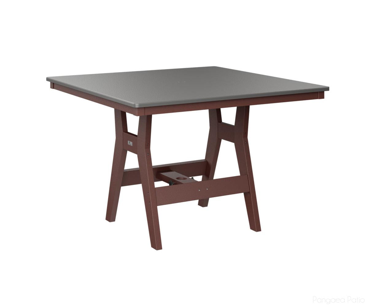 BGHHFT0044BSTBY-Berlin Gardens-Harbor 44" Square Table - Hammered Top - Bar Height-Stainless BG-Burgundy BG-Pangaea Patio