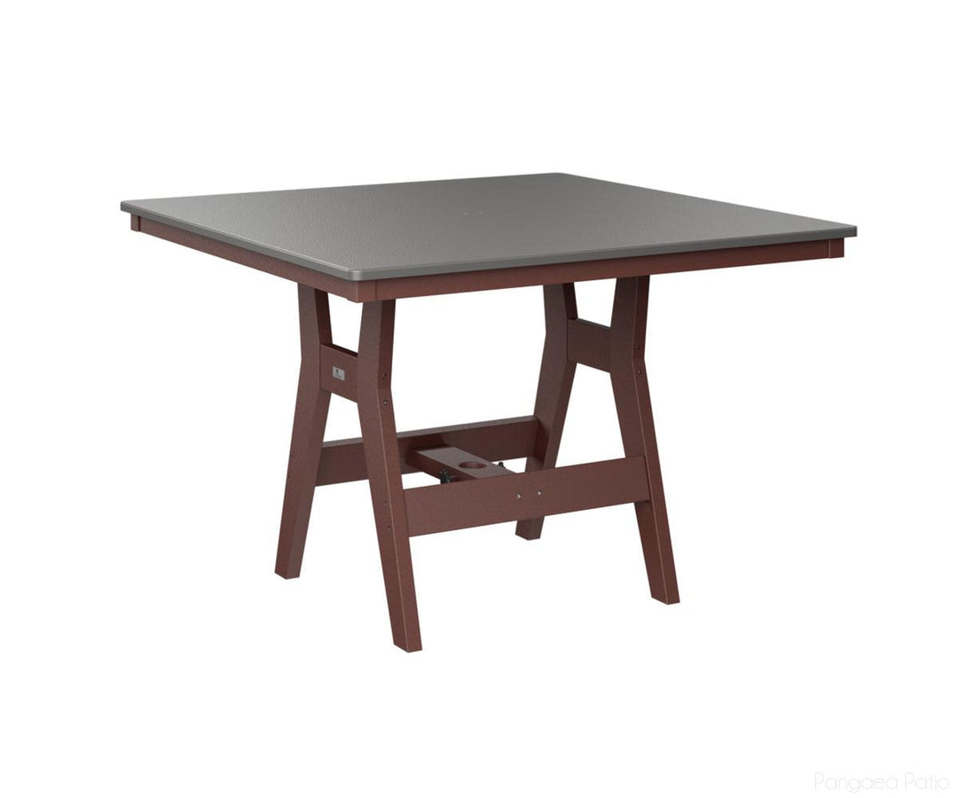 BGHHFT0044CSTBY-Berlin Gardens-Harbor 44" Square Table - Hammered Top - Counter Height-Stainless BG-Burgundy BG-Pangaea Patio