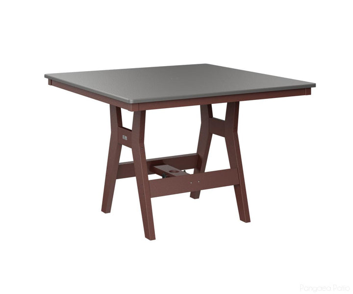 BGHHFT0044CSTBY-Berlin Gardens-Harbor 44" Square Table - Hammered Top - Counter Height-Stainless BG-Burgundy BG-Pangaea Patio