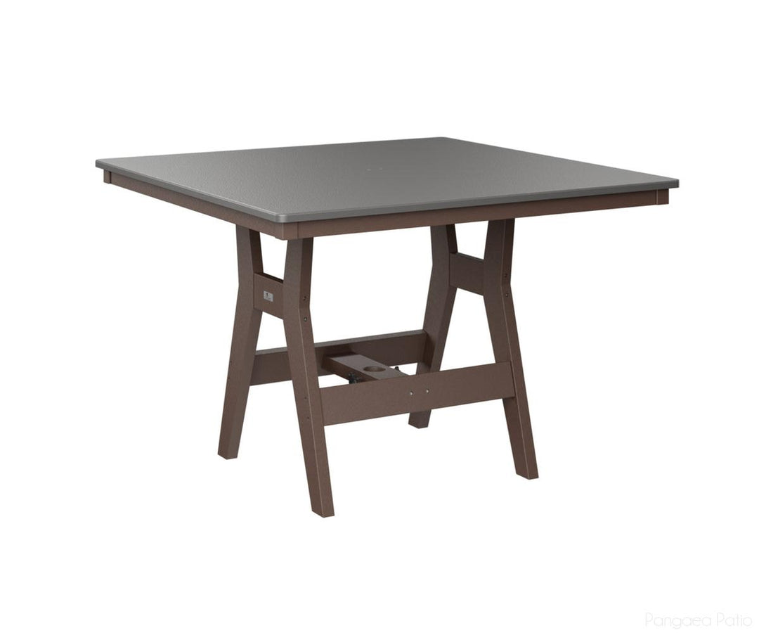 BGHHFT0044CSTCB-Berlin Gardens-Harbor 44" Square Table - Hammered Top - Counter Height-Stainless BG-Chocolate Brown BG-Pangaea Patio