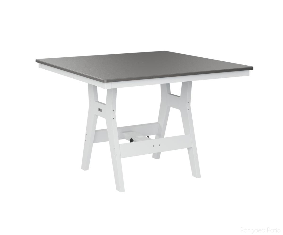 BGHHFT0044CSTWH-Berlin Gardens-Harbor 44" Square Table - Hammered Top - Counter Height-Stainless BG-White BG-Pangaea Patio