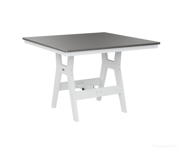 BGHHFT0044CSTWH-Berlin Gardens-Harbor 44" Square Table - Hammered Top - Counter Height-Stainless BG-White BG-Pangaea Patio