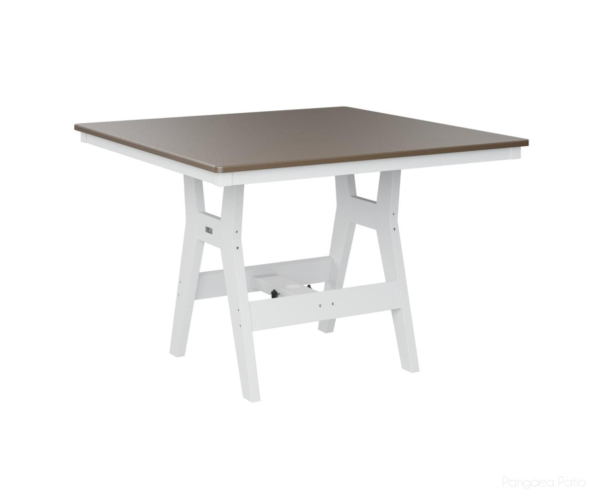 BGHHFT0044DBZWH-Berlin Gardens-Harbor 44" Square Table - Hammered Top - Dining Height-Bronze BG-White BG-Pangaea Patio