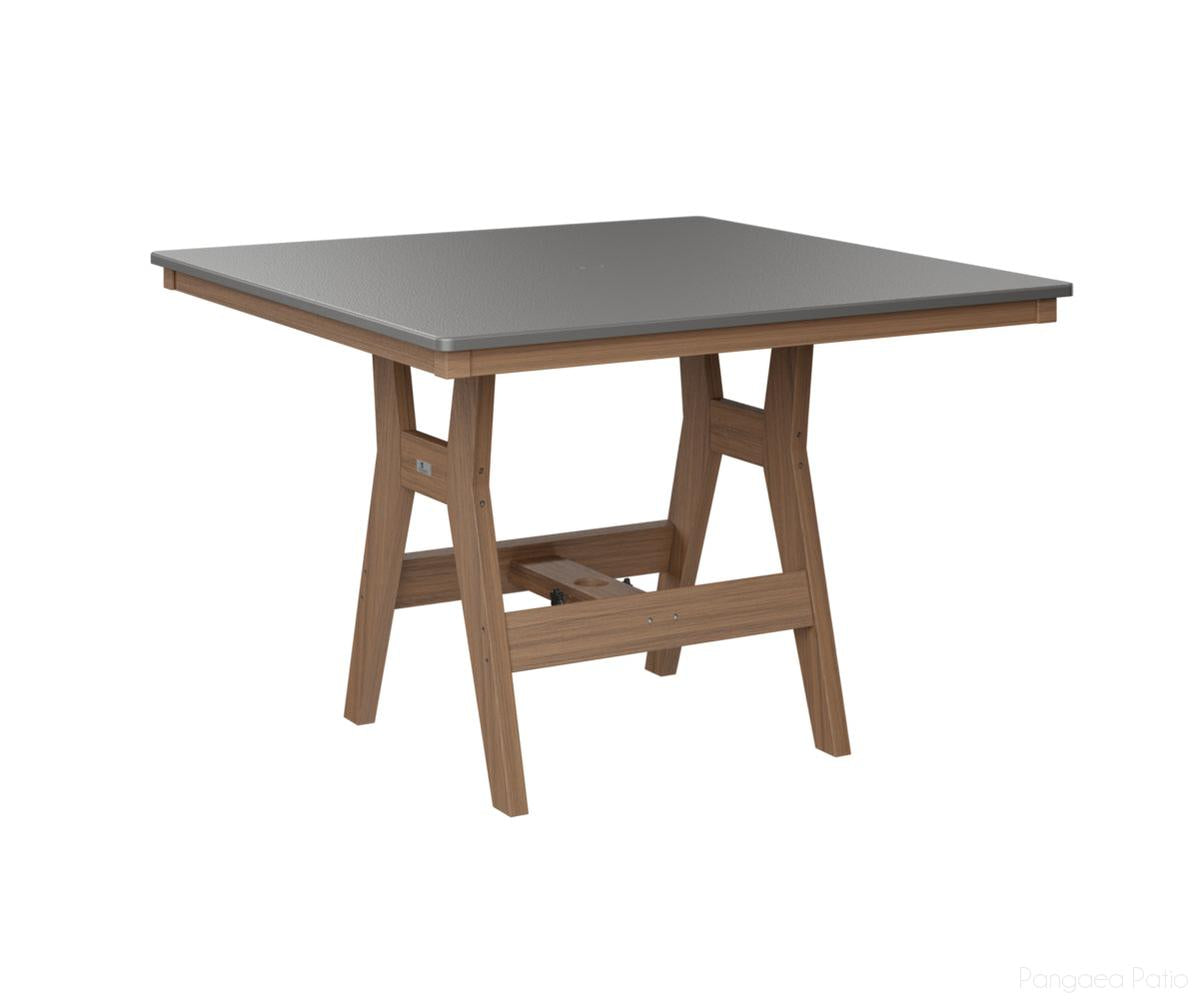 BGHHFT0044DSTAM-Berlin Gardens-Harbor 44" Square Table - Hammered Top - Dining Height-Stainless BG-Antique Mahogany BG-Pangaea Patio