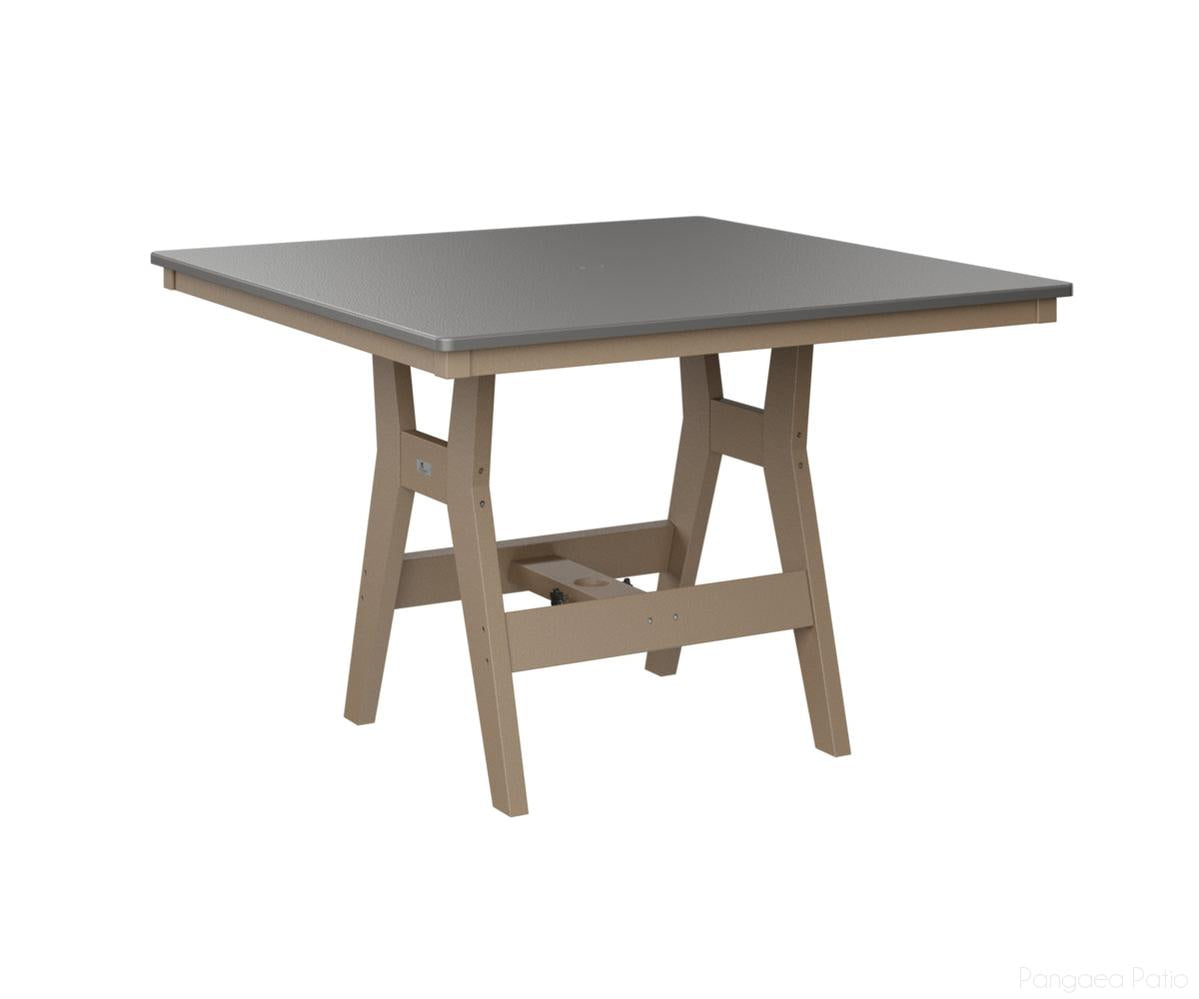 BGHHFT0044DSTWW-Berlin Gardens-Harbor 44" Square Table - Hammered Top - Dining Height-Stainless BG-Weatherwood BG-Pangaea Patio