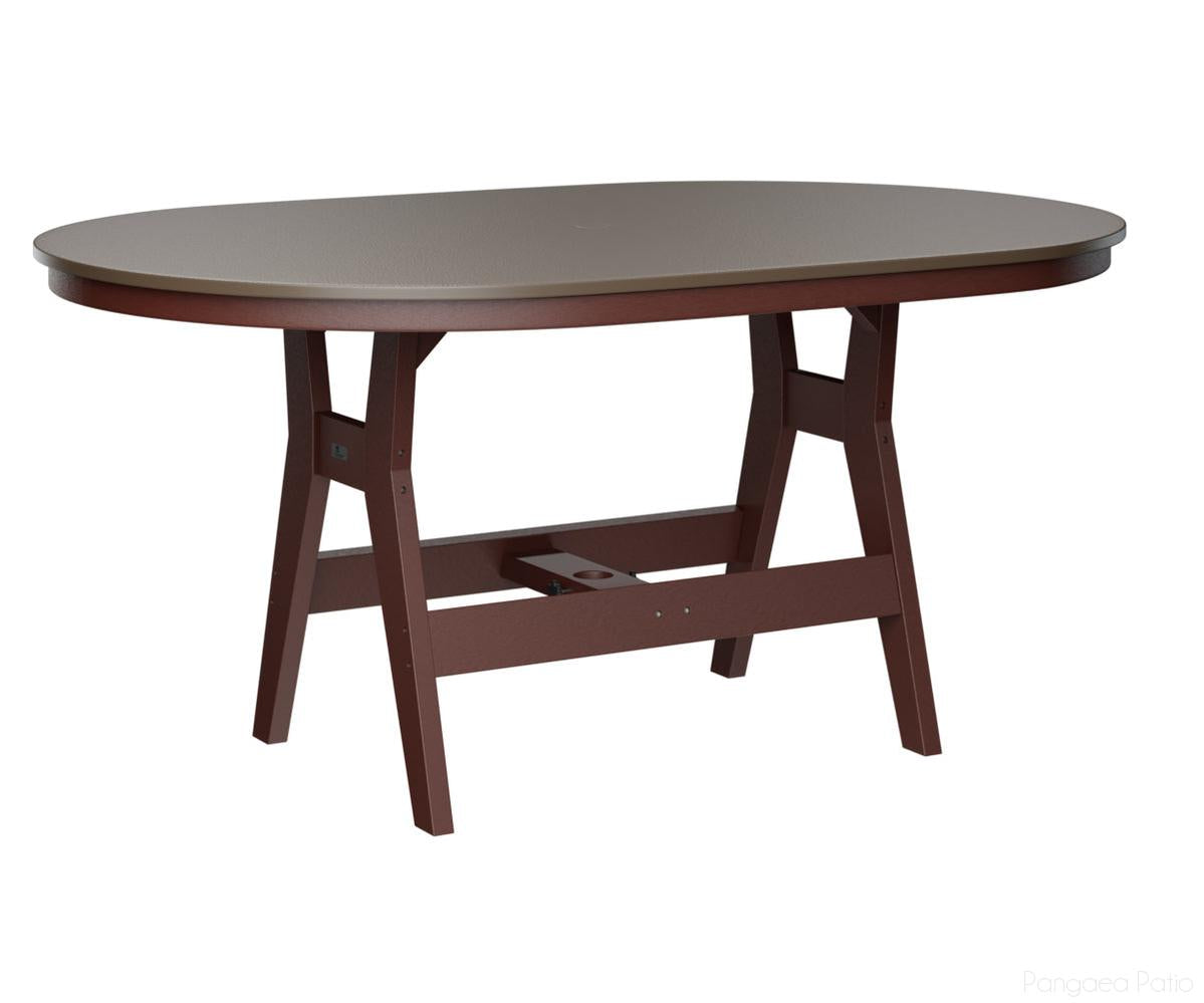 BGHHFT4464BBZBY-Berlin Gardens-Harbor 44" x 64" Oblong Table - Hammered Top - Bar Height-Bronze BG-Burgundy BG-Pangaea Patio