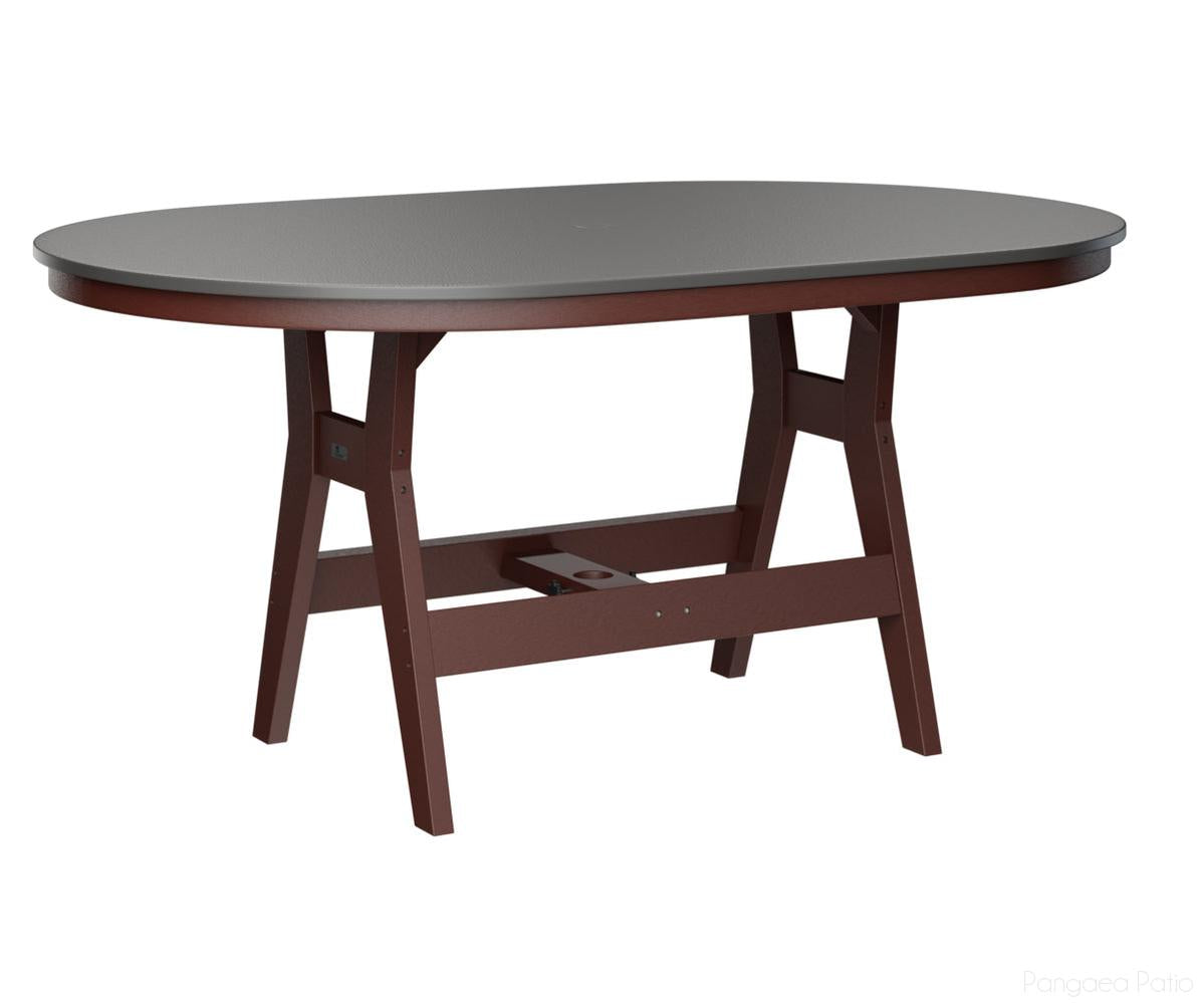 BGHHFT4464BSTBY-Berlin Gardens-Harbor 44" x 64" Oblong Table - Hammered Top - Bar Height-Stainless BG-Burgundy BG-Pangaea Patio