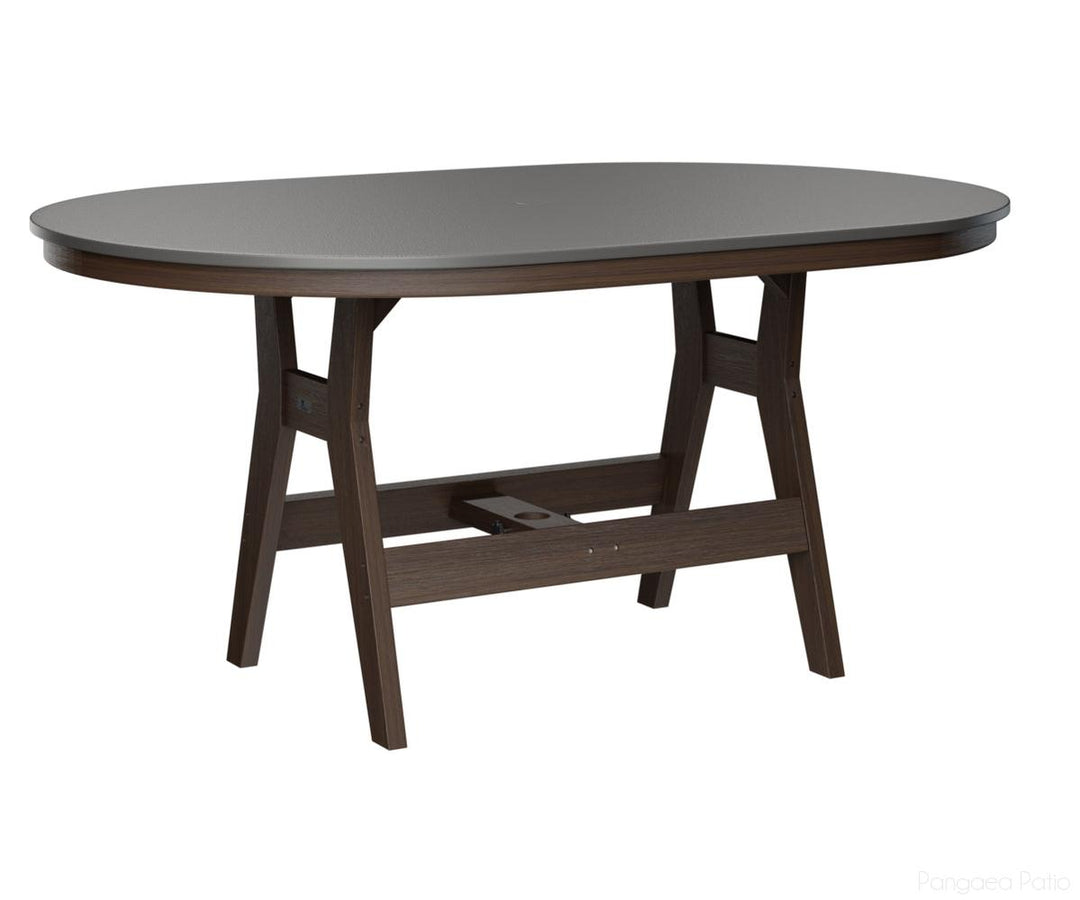 BGHHFT4464CSTBW-Berlin Gardens-Harbor 44" x 64" Oblong Table - Hammered Top - Counter Height-Stainless BG-Brazilian Walnut BG-Pangaea Patio