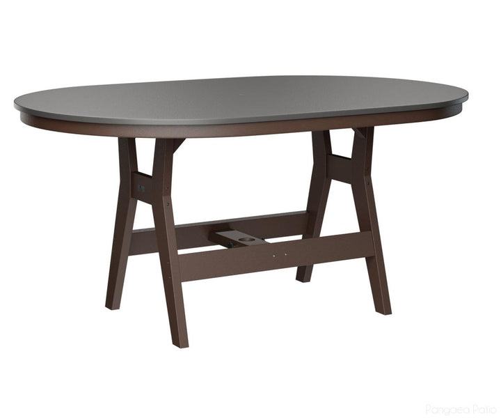 BGHHFT4464CSTCB-Berlin Gardens-Harbor 44" x 64" Oblong Table - Hammered Top - Counter Height-Stainless BG-Chocolate Brown BG-Pangaea Patio
