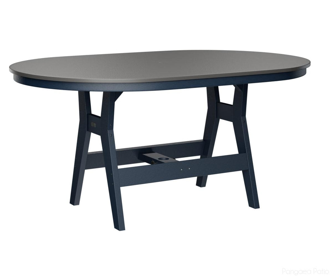 BGHHFT4464CSTNB-Berlin Gardens-Harbor 44" x 64" Oblong Table - Hammered Top - Counter Height-Stainless BG-Navy Blue BG-Pangaea Patio