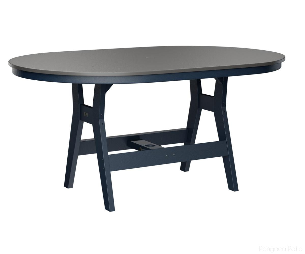 BGHHFT4464CSTNB-Berlin Gardens-Harbor 44" x 64" Oblong Table - Hammered Top - Counter Height-Stainless BG-Navy Blue BG-Pangaea Patio