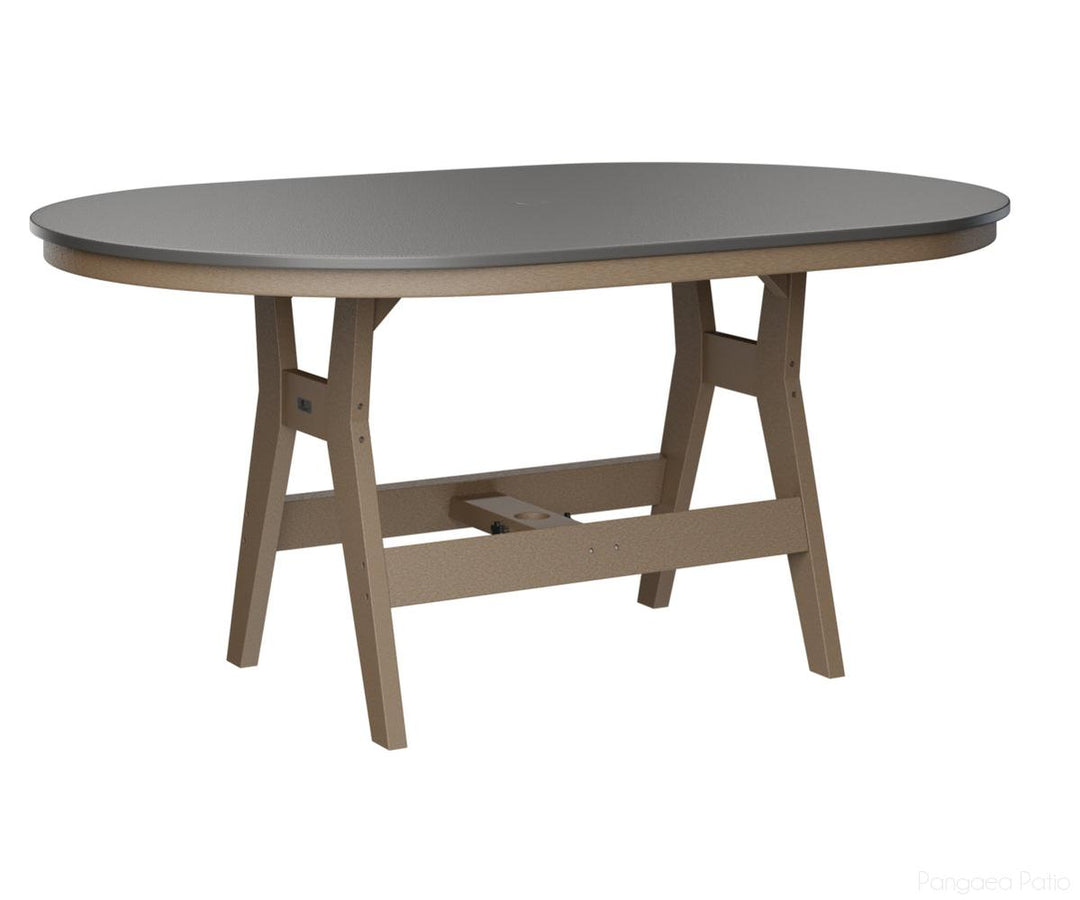 BGHHFT4464CSTWW-Berlin Gardens-Harbor 44" x 64" Oblong Table - Hammered Top - Counter Height-Stainless BG-Weatherwood BG-Pangaea Patio
