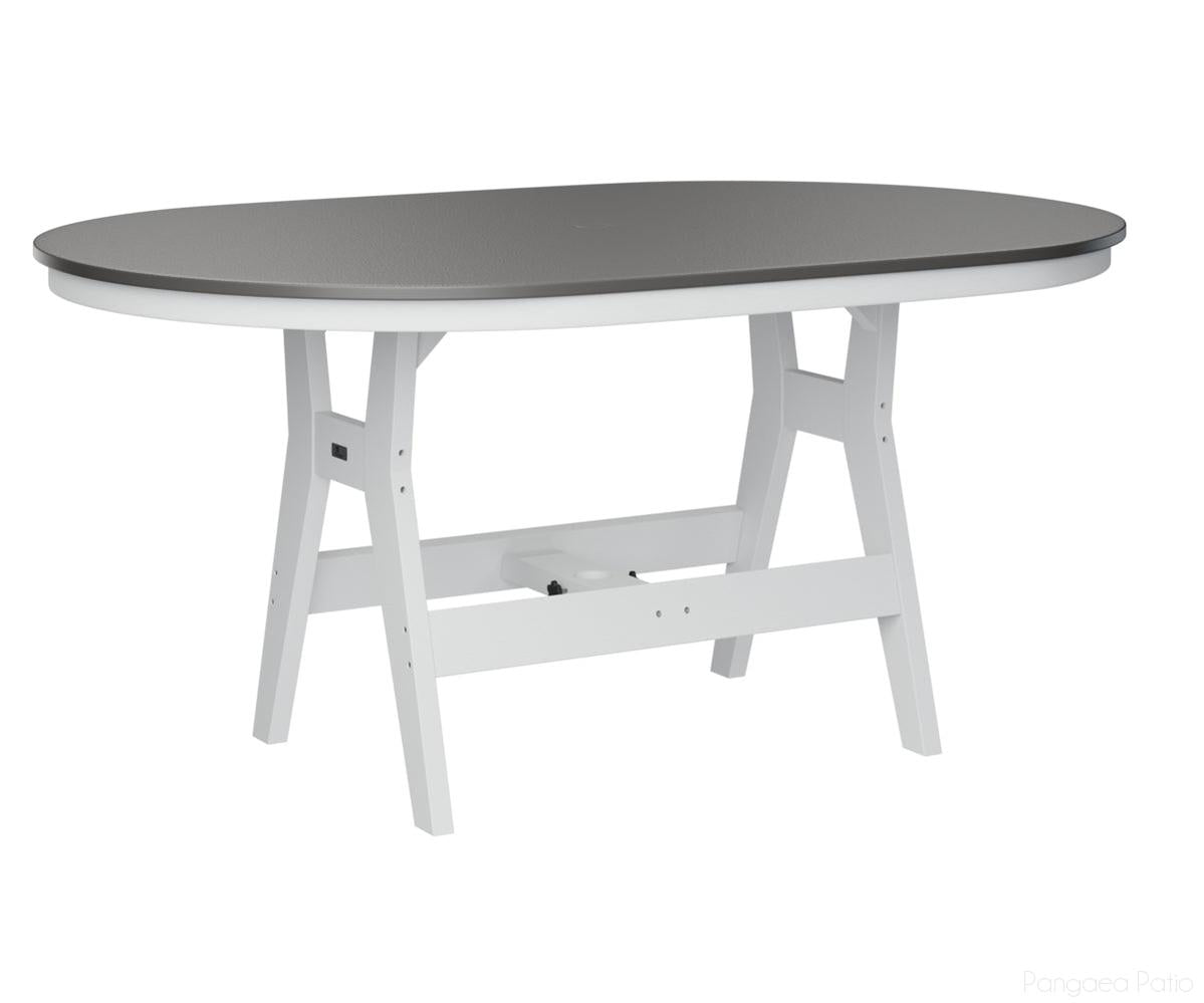 BGHHFT4464CSTWH-Berlin Gardens-Harbor 44" x 64" Oblong Table - Hammered Top - Counter Height-Stainless BG-White BG-Pangaea Patio