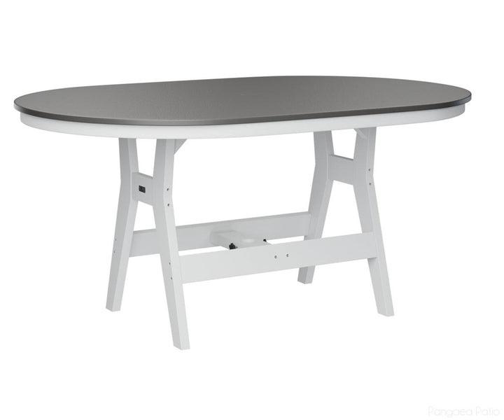 BGHHFT4464CSTWH-Berlin Gardens-Harbor 44" x 64" Oblong Table - Hammered Top - Counter Height-Stainless BG-White BG-Pangaea Patio