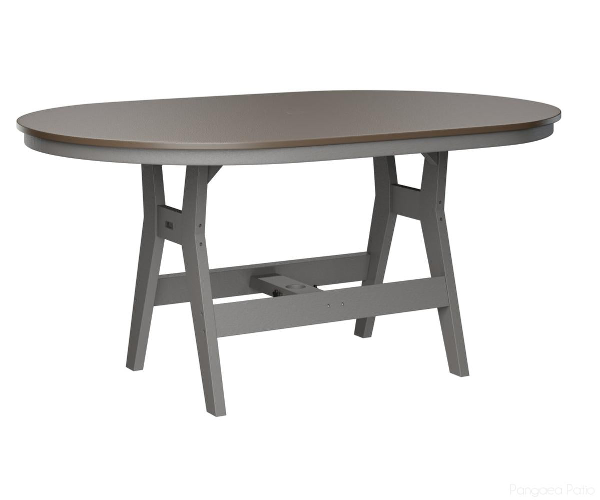 BGHHFT4464DBZLG-Berlin Gardens-Harbor 44" x 64" Oblong Table - Hammered Top - Dining Height-Bronze BG-Light Gray BG-Pangaea Patio