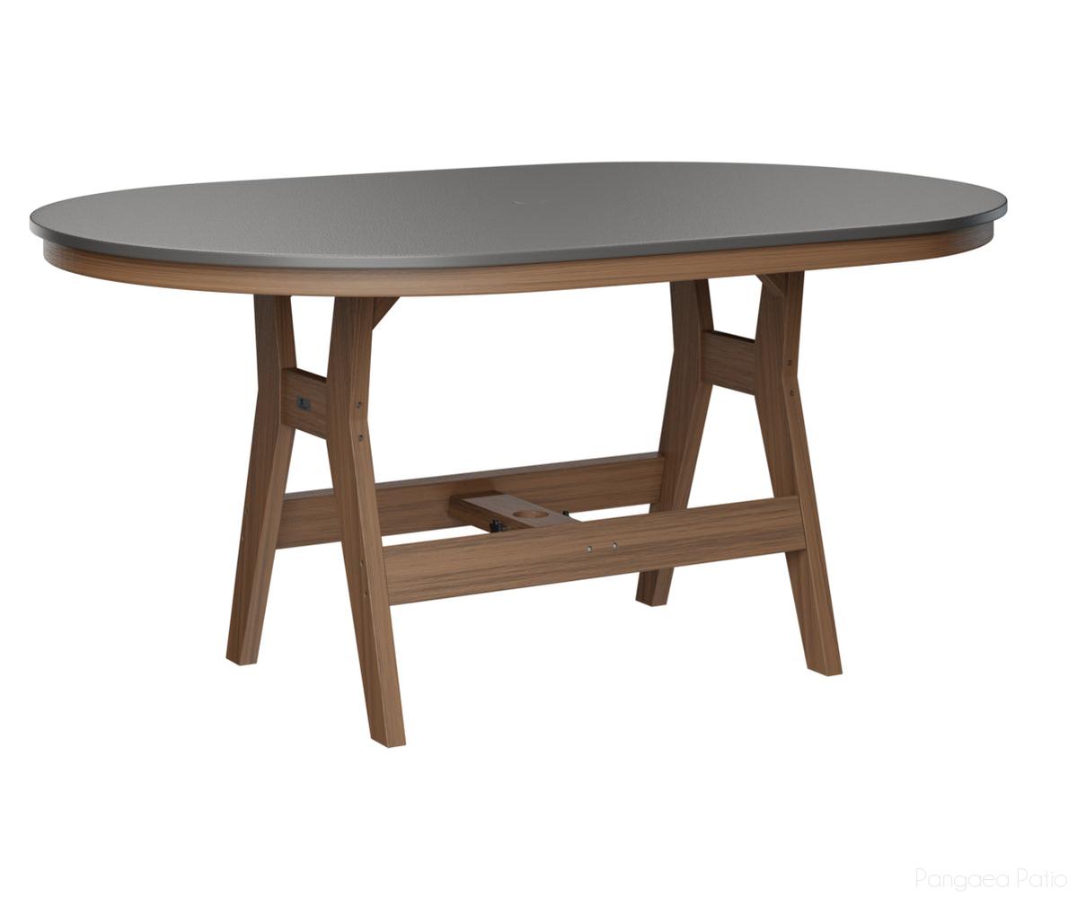BGHHFT4464DSTAM-Berlin Gardens-Harbor 44" x 64" Oblong Table - Hammered Top - Dining Height-Stainless BG-Antique Mahogany BG-Pangaea Patio