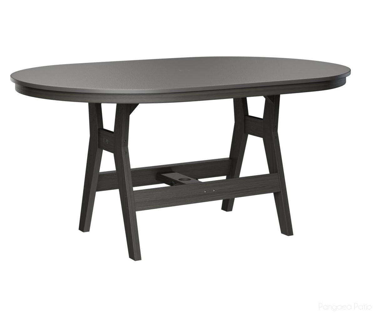 BGHHFT4464DSTCG-Berlin Gardens-Harbor 44" x 64" Oblong Table - Hammered Top - Dining Height-Stainless BG-Coastal Gray BG-Pangaea Patio