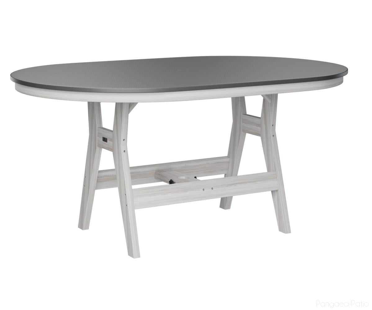 BGHHFT4464DSTSE-Berlin Gardens-Harbor 44" x 64" Oblong Table - Hammered Top - Dining Height-Stainless BG-Seashell BG-Pangaea Patio