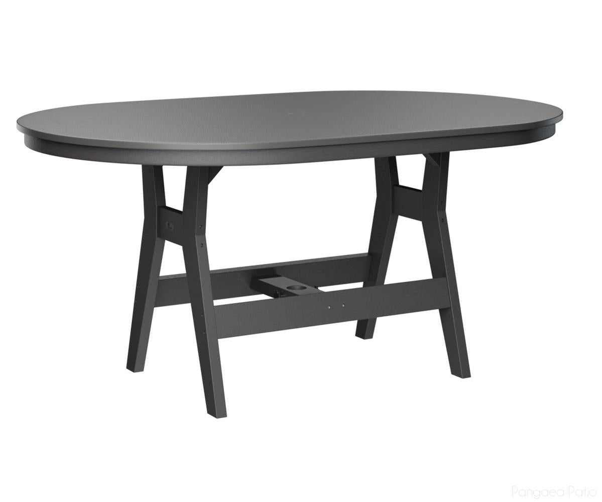 BGHHFT4464DSTSG-Berlin Gardens-Harbor 44" x 64" Oblong Table - Hammered Top - Dining Height-Stainless BG-Smoke Gray BG-Pangaea Patio