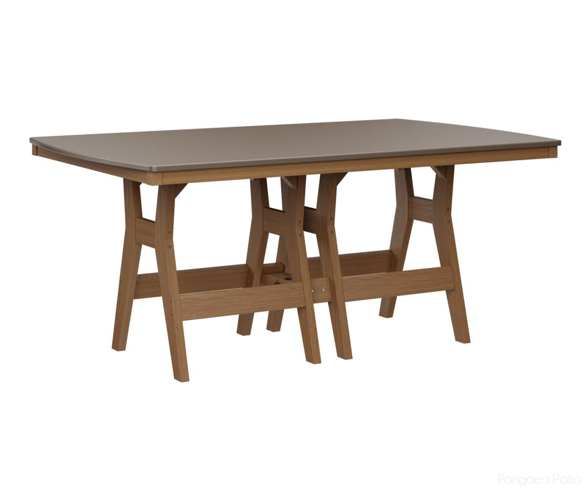 BGHHFT4472BBZNT-Berlin Gardens-Harbor 44" x 72" Rectangular Table - Hammered Top - Bar Height-Bronze BG-Natural Teak BG-Pangaea Patio