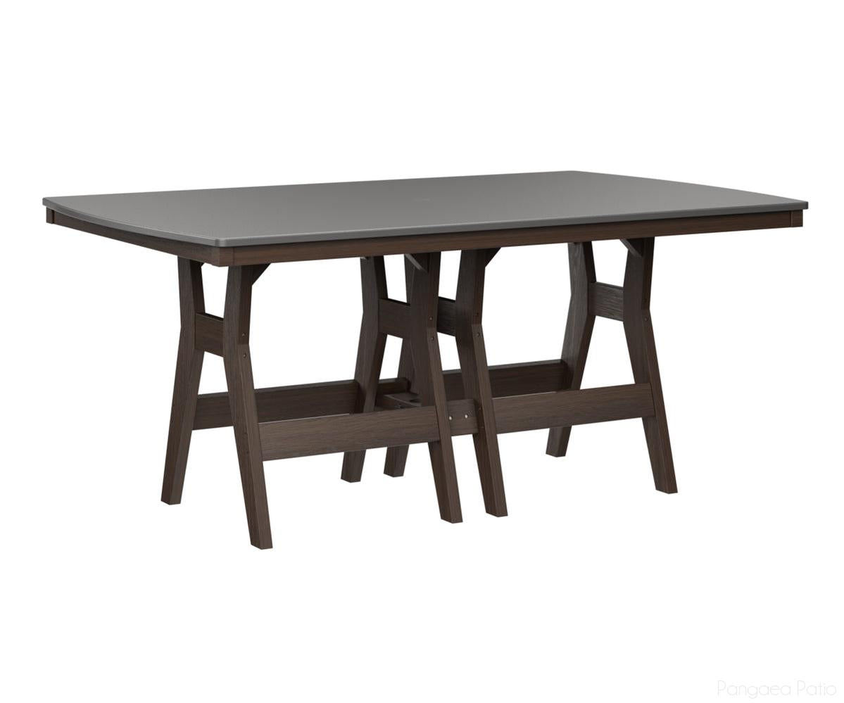 BGHHFT4472BSTBW-Berlin Gardens-Harbor 44" x 72" Rectangular Table - Hammered Top - Bar Height-Stainless BG-Brazilian Walnut BG-Pangaea Patio