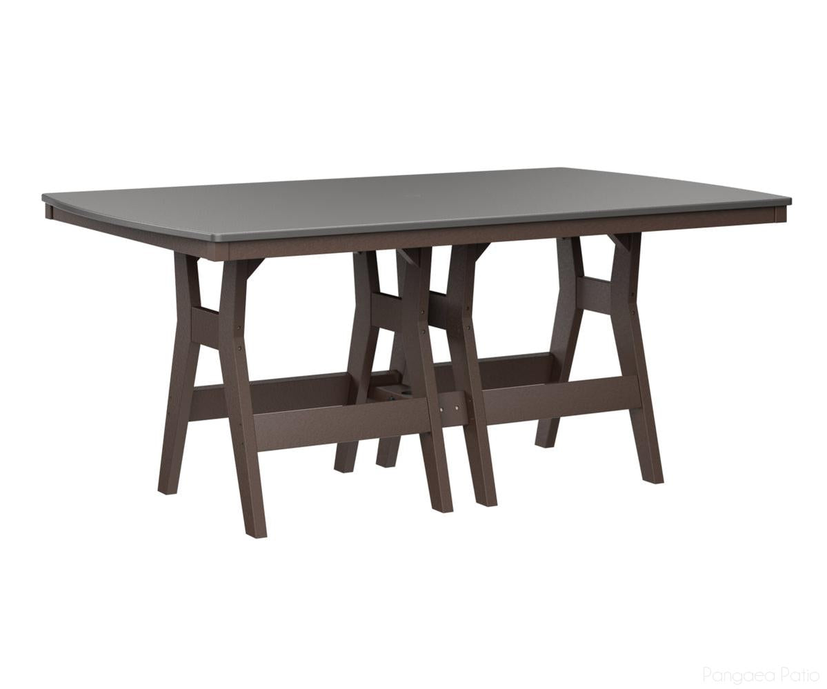 BGHHFT4472BSTCB-Berlin Gardens-Harbor 44" x 72" Rectangular Table - Hammered Top - Bar Height-Stainless BG-Chocolate Brown BG-Pangaea Patio