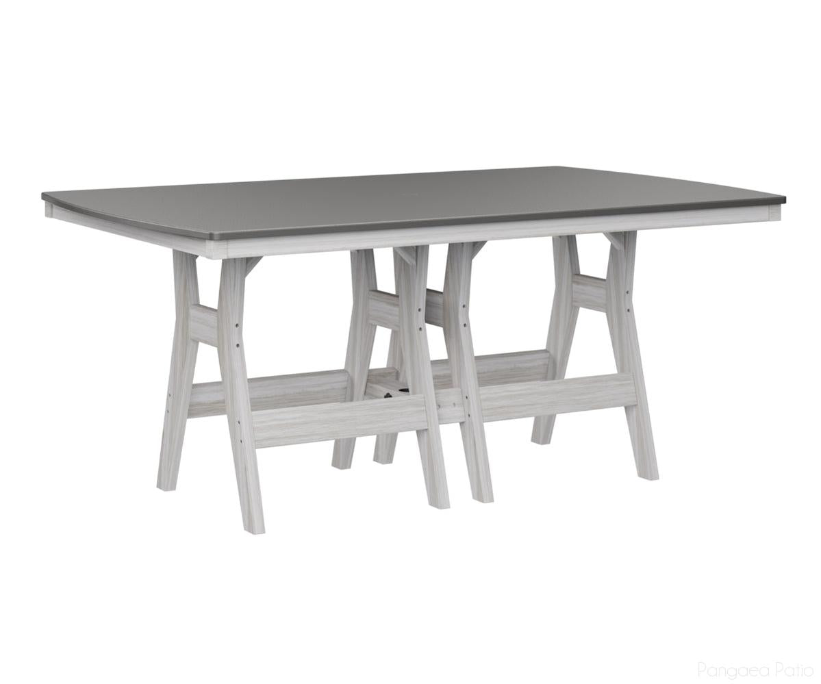 BGHHFT4472BSTSE-Berlin Gardens-Harbor 44" x 72" Rectangular Table - Hammered Top - Bar Height-Stainless BG-Seashell BG-Pangaea Patio