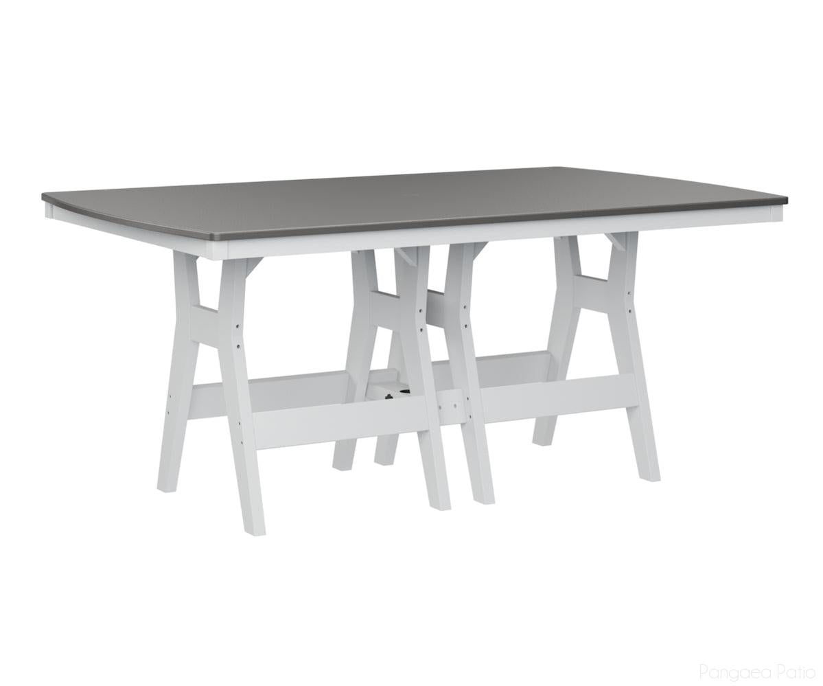 BGHHFT4472BSTWH-Berlin Gardens-Harbor 44" x 72" Rectangular Table - Hammered Top - Bar Height-Stainless BG-White BG-Pangaea Patio